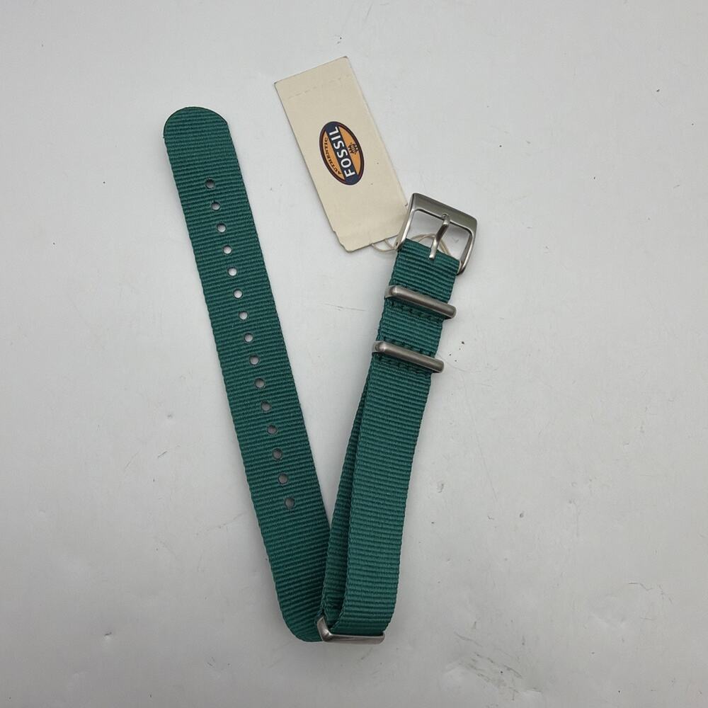 18mm Watch Band Strap Fossil watches smart Turquoise Green Nylon Woven 3 Rings